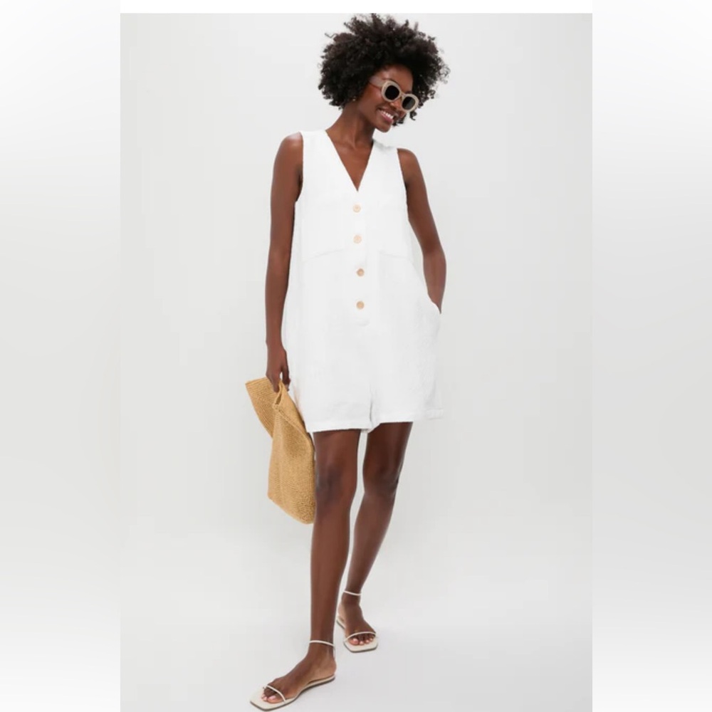 Tuckernuck White Textured Myla Romper